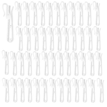 Imagem de Ganchos de cortina com pregas ajustáveis de plástico 50 peças com sistema de catraca para cortinas plissadas e cortinas (85 mm)