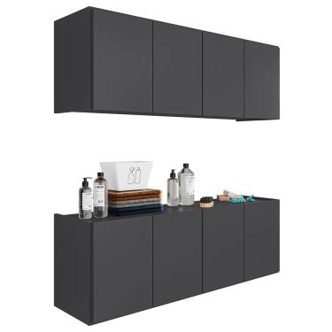 Imagem de Armário Aéreo e Balcão Para Lavanderia 118cm Monna Grafite Z34 - Mpozenato