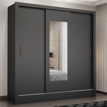 Imagem de Guarda-Roupa Santiago 3 Portas 3 Gavetas com Espelho Preto - Carioca M