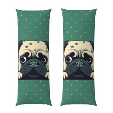Imagem de Capa de travesseiro corporal com zíper oculto, fronha longa de microfibra macia e respirável para travesseiro corporal, capas de travesseiro de bolinhas verdes pug para dormir, presente de cama, 50 x