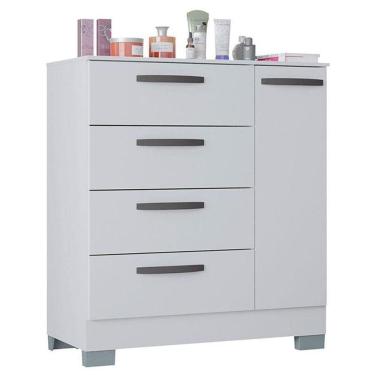 Imagem de Cômoda 868 4 Gavetas E 1 Porta cor utilizada Branco Brilho - Poquema