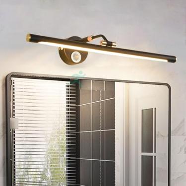 Imagem de Luzes de parede LED com sensor de movimento espelho de banheiro arandelas de parede 210° giratórias ajustáveis telescópicas dobráveis luzes de imagem para quarto e sala de estar barbeador (luz neutra