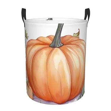 Imagem de Cesta de roupa suja de abóboras em aquarela de outono, dobrável, impermeável, cesto de armazenamento de roupas com alças, pano Oxford, organizador de brinquedos, cesta para banheiro, lavanderia