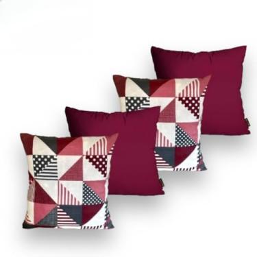 Imagem de Kit 4 Almofadas Com Enchimento Capa Almofada 45x45cm Com Ziper Para Sofa E Cama(JAVA BORDÔc/VINHO MARSALA)