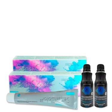 Imagem de Kit com 2 Tinturas Sensicolor Hipoalergênicas + Água Oxigenada (7.7 Louro Marrom Intenso)