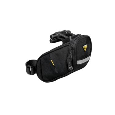 Imagem de Topeak Pacote Aero Wedge DX pequeno – Bolsa expansível sob o selim de 0,5 L com suporte QuickClick F25, faixa refletiva e bolsos laterais para ferramentas