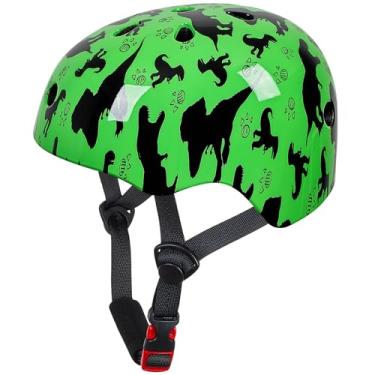 Imagem de Bienbee Capacete infantil, capacetes de skate para bicicleta, equilíbrio de bicicleta, scooter, para meninas e meninos de 1 a 3 a 5 a 8 a 14 anos, dinossauros verdes P