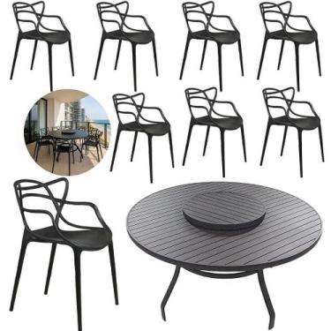 Imagem de Mesa de Alumínio 1,60m Centro Giratório 8 Cadeiras Alegra Polipropilen