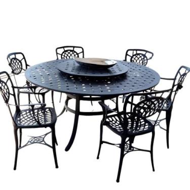 Imagem de Jogo Conjunto de Mesa 1,50m Giratória e 6 Cadeiras Havana em Alumínio 