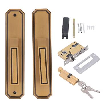 Imagem de Alça de porta Lugar da trava de alumínio pesado liga de alumínio silenciosa maçaneta de porta de casa com chaves para o quarto hotel varanda durável robusta design ergonômico 6,3