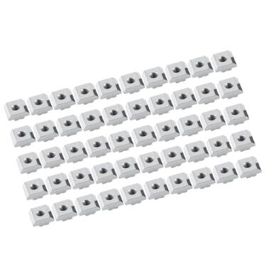 Imagem de Níquel Com Revestimento de Aço Carbono Deslizamento T Slot Porca 50pcs Lote para Acessórios de Perfil de Alumínio Hammer Head Nut Finenter European Standard (Modelo Padrão