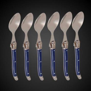 Imagem de Jogo De Colheres Laguiole Para Sobremesa 6 Artigos Em Bandeja De Madei