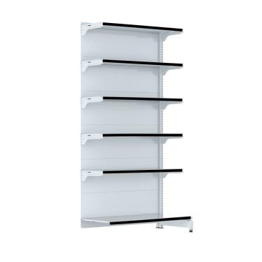 Imagem de Gondola Parede 202 FIT Farmacia Continu 6 Bd Branco Pe Preto