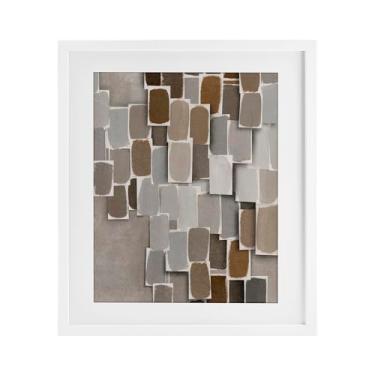 Imagem de Stupell Industries Impressão em camadas neutras bloqueadas brancas emolduradas sob vidro design por Emma Peal, 53 x 43 cm