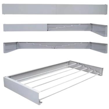 Imagem de Varal De Parede Retrátil Compacto Apartamento 89cm x 45cm Parede Dobrável Apartamento 5 Varetas Inteligente Abre e Fecha Lavanderia (Branco)