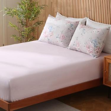 Imagem de Jogo de Lençol Casal Roma 3 Pçs Percal 300 Fios Estampado (Rosas)