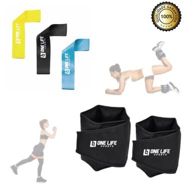 Imagem de Caneleira 3kg + Kit Mini Band Cheers - Preto + 3 Anéis