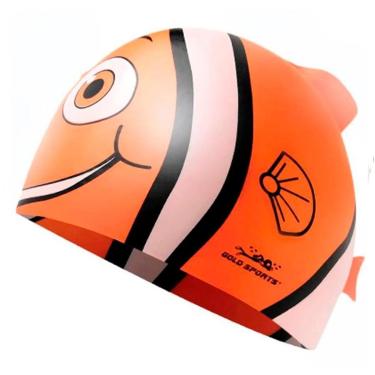 Imagem de Touca De Natação Gold Sports Kids Fashion Fish De Silicone-Unissex