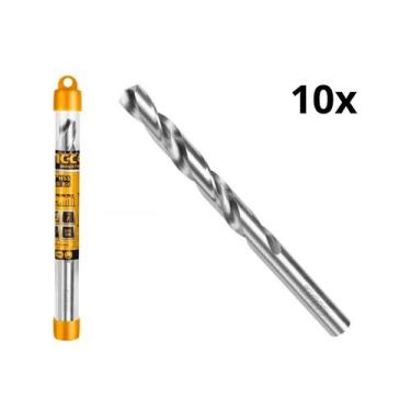 Imagem de Kit 10 ingco broca aço rapido helicoidal hss m2 8mm x 117mm