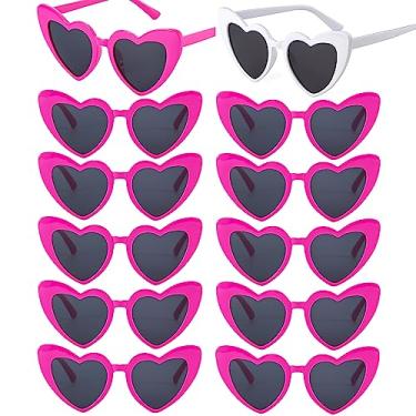 Imagem de Kmopom- Óculos de sol para festa de despedida de solteira, pacote com 12 unidades, óculos de sol retrô estilo olho de gato em formato de coração para mulheres, adereços para fotografia de festa de ca