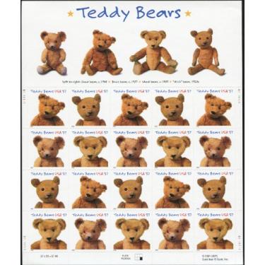 Imagem de United States Postal Service Selos Postais De Ursinho Pelúcia (Scott Nº 3656) Painel 20 X 37 Centavos Dólar Americano