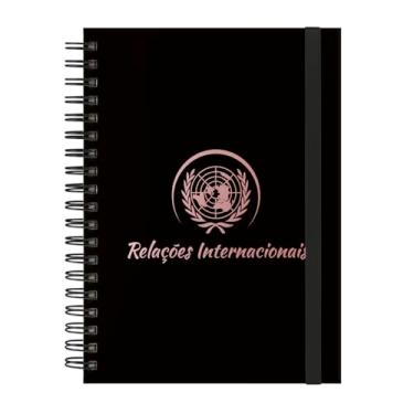 Imagem de Caderno Colegial Plus 12 Matérias Profissões Relações Internacionais (Preto e Rosê)