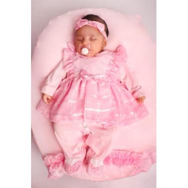 Imagem de Saída Maternidade Menina Bailarina 04 peças Roupas de Bebê Voal Rosa -