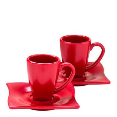 Imagem de Conjunto de Xícaras com Pires Elegance 80ml 2 Peças Vermelho  Policarb
