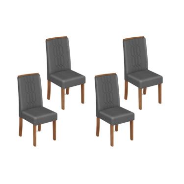 Imagem de Kit 4 Cadeiras Sala Jantar Zoe 4 Un Cedro/Suede Lunar - DJ Móveis