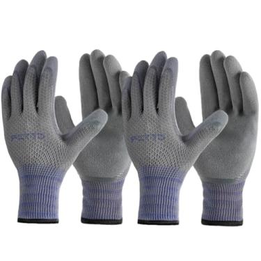 Imagem de FCTTD Luvas de jardinagem masculinas, 3 pares de luvas de jardim com revestimento de borracha – para capina, escavação, ancinho, poda de luvas de trabalho respiráveis (médio/8)
