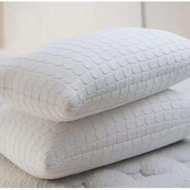 Imagem de Travesseiro de Espuma com Memória, Design Ergonômico, Texturizado, Branco, 2 Unidades