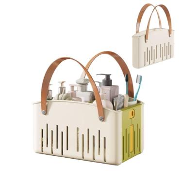 Imagem de Organizador de chuveiro portátil, organizador de chuveiro dobrável com alça e divisor ajustável, cesto organizador de chuveiro de secagem rápida para faculdade, dormitório, itens essenciais de viagem