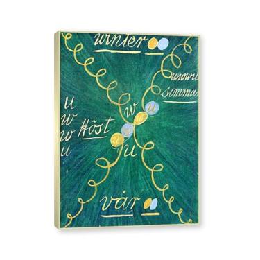 Imagem de NHLDZYH Moldura de champanhe. Pôster Hilma Af Klint, (Caos Primordial, nº 18), reproduções de pinturas famosas, imagem de arte abstrata para sala de estar quarto decoração de casa. 50 x 70 cm-19,6 x