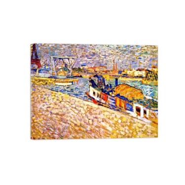 Imagem de Impressão em tela de paisagem, pintura famosa, imagem de arte de parede - Sena e Torre Eiffel - pôster para decoração de sala de estar pronto para pendurar tela embrulhada 60 x 80 cm 24 x 31 polegadas