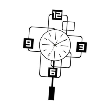 Imagem de Generic Relógio de parede com pêndulo oscilante, silencioso, fácil, criativo, sem -taque, relógio pendurado para sala de jantar, dormitório, Branco 30cmx50cm