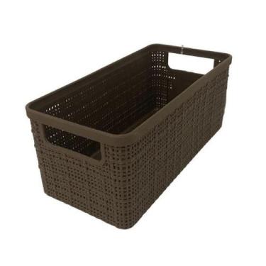Imagem de Cesto Organizador Multiuso Decorativo Juta Retangular Marrom - Nitron
