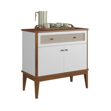 Imagem de Balcão de Madeira Maciça 2 Portas e 1 Gaveta Viena Branco - Apaixone&D