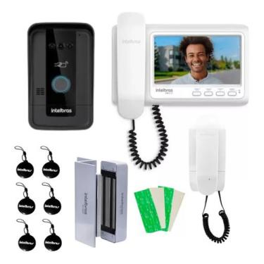 Imagem de Kit Videoporteiro Intelbras IVR 7 ID com Fechadura Eletroímã e 6 Chave