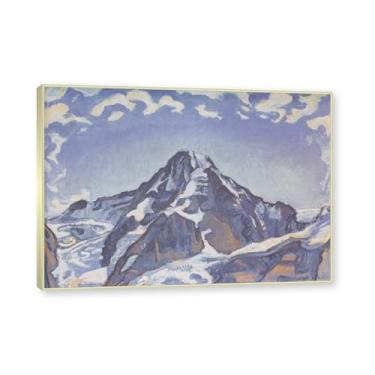 Imagem de Moldura de champanhe. Famosas pinturas a óleo (paisagem 17) por Ferdinand Hodler, reprodução impressa em tela, arte de cenário para decoração de sala de estar. 80 x 112 cm - 31,4 x 44,1 pol