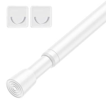 Imagem de Fvonzn Varão de cortina de tensão de 66 a 99 cm com 2 suportes, branco, ajustável, com mola, sem perfuração, haste de tensão extensível para janela, armário, estante de livros, cozinha, banheiro