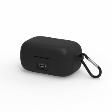 Imagem de Geekria Capa de silicone compatível com Sennheiser MOMENTUM True Wireless 4 fones de ouvido, capa protetora para fones de ouvido com gancho para chaveiro, porta de carregamento acessível (preto)