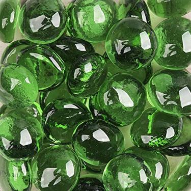 Imagem de LiFschal Mármores de vidro plano, pedras de vidro verde, contas de mármore de fundo plano, grânulos de enchimento de vaso seixos de vidro decorativos para aquário de peixes, decoração de casa, cerca