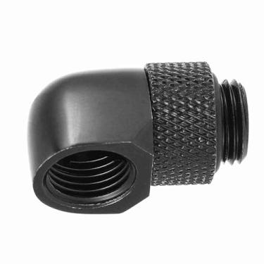 Imagem de Ymiko PC Resfriamento de água Dois Toques, Resfriamento de água G1/4 Frea Cotovelo Conector Barb Cromio Palheado 90 ° Kit de de para Tubo para PC (Preto)