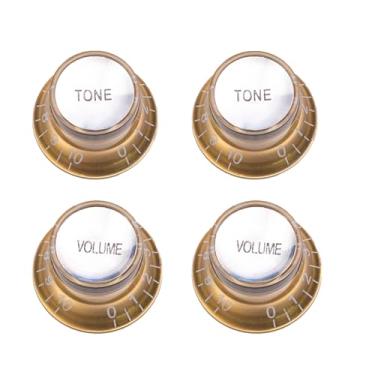 Imagem de DIAO79NI Puxadores de sino métricos de 2 volumes e 2 tons, conjunto fino de 18 estrias para substituição de guitarra elétrica Epiphone Les Paul LP, dourado (conjunto de 2T2V)
