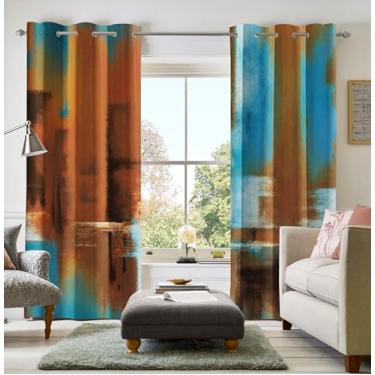 Imagem de Asuexpect Cortinas enferrujadas, 2 painéis, cortina abstrata, escurecimento, ilhós, janelas, tratamentos decorativos modernos para quarto, sala de estar, 106 x 182 cm