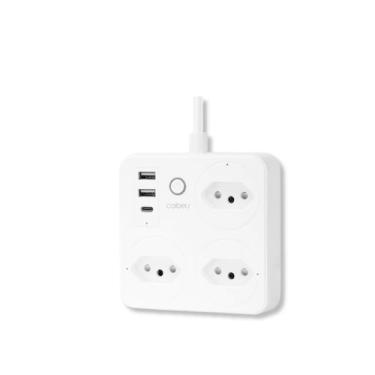 Imagem de Extensão Inteligente Tuya WiFi 3 Tomadas USB PD Automação Residencial 