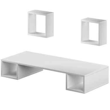 Imagem de Mesa Suspensa Escritório Com Nicho Em Mdf Resistente 15mm Branco