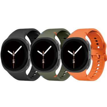 Imagem de YuiYuKa Pulseiras esportivas compatíveis com Samsung Galaxy Watch 8 de 40 mm e 44 mm/8 Classic de 46 mm, pacote com 3 pulseiras de silicone macio sem lacunas para Galaxy Watch 8 Classic de 46 mm para