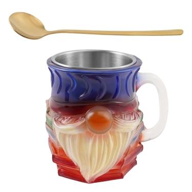 Imagem de ZFLYCANP Copo pintado de 425 g com colher, padrão gradiente em relevo, resina em forma de guitarra, xícara de chá, café, decoração de casa, presente para professores de música, amantes de livros