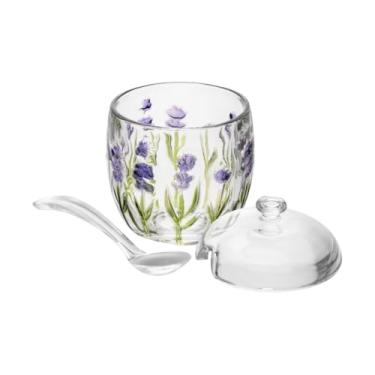 Imagem de Açucareiro Lavanda 250ml com Colher Vidro Elegante para Açúcar Mel Geleias e Adoçante